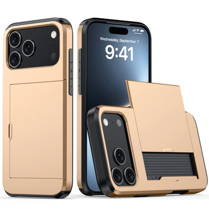 Case for Iphone 17 Pro Max 16 Pro Max 15 Pro 17E 14 13 12 Wallet Card Holder Slide Slot Slim Hard PC Heavy Duty Protective Cover