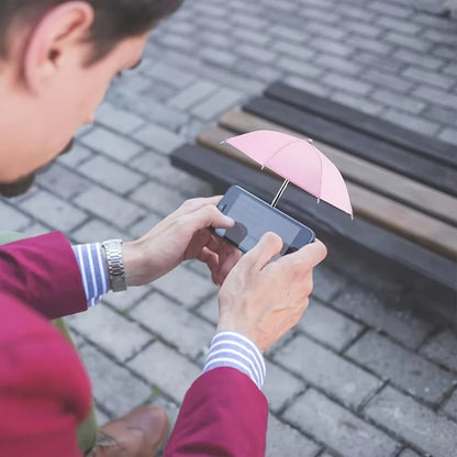 Mini Umbrella for Smart Phone with Suction Cup Holder, Outdoor Anti-Glare Sunshade Cover, Anti-Reflective Screen Protector
