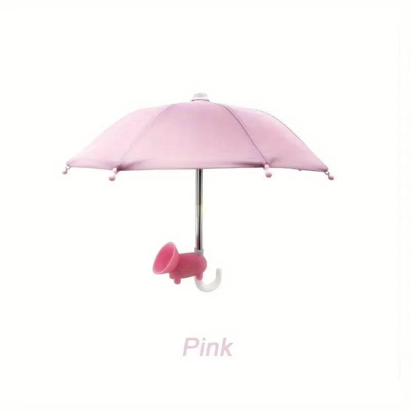Mini Umbrella for Smart Phone with Suction Cup Holder, Outdoor Anti-Glare Sunshade Cover, Anti-Reflective Screen Protector